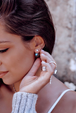 Двойные серьги-трансформеры с лабрадоритом и белым цирконом