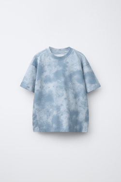 ZARA СПОРТИВНАЯ ФУТБОЛКА TIE-DYE, СИНИЙ/БЕЛЫЙ