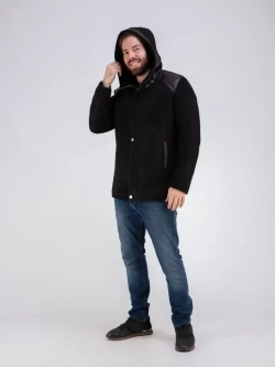 Дубленка мужская натуральная зимняя с капюшоном Турция