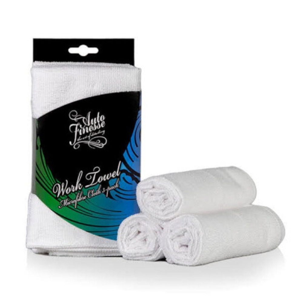 Auto Finesse Набор из 3-х белых микрофибр White Work Cloth pack