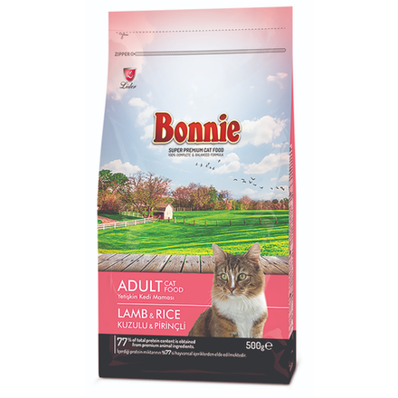 Корм Bonnie для взрослых кошек с ягненком 500 гр