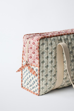 ZARA СУМКА ДЛЯ МАМ С ЦВЕТОЧНЫМ ПРИНТОМ, ЭКРЮ