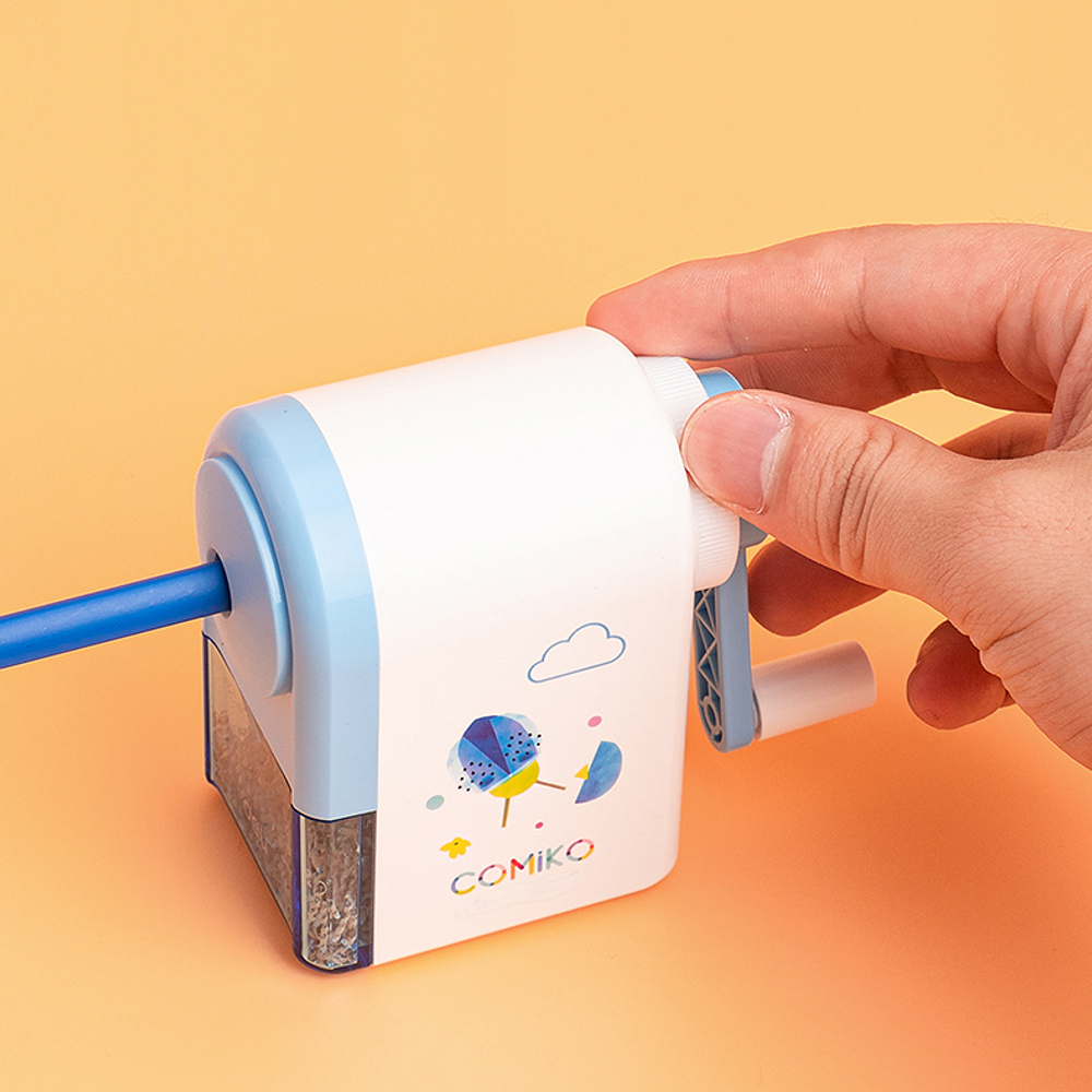 Точилка DELI "Comiko" механическая, 1 отверстие, с контейнером, ассорти