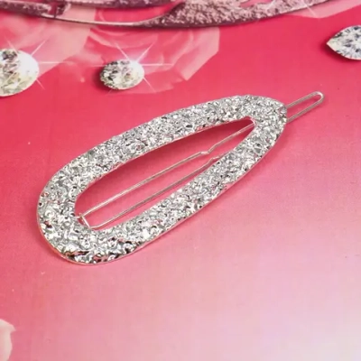 Зажим для волос на блистере «АТЛАНТА», овал, цвет серебро, 6.5*2.5см (пакет с подвесом)