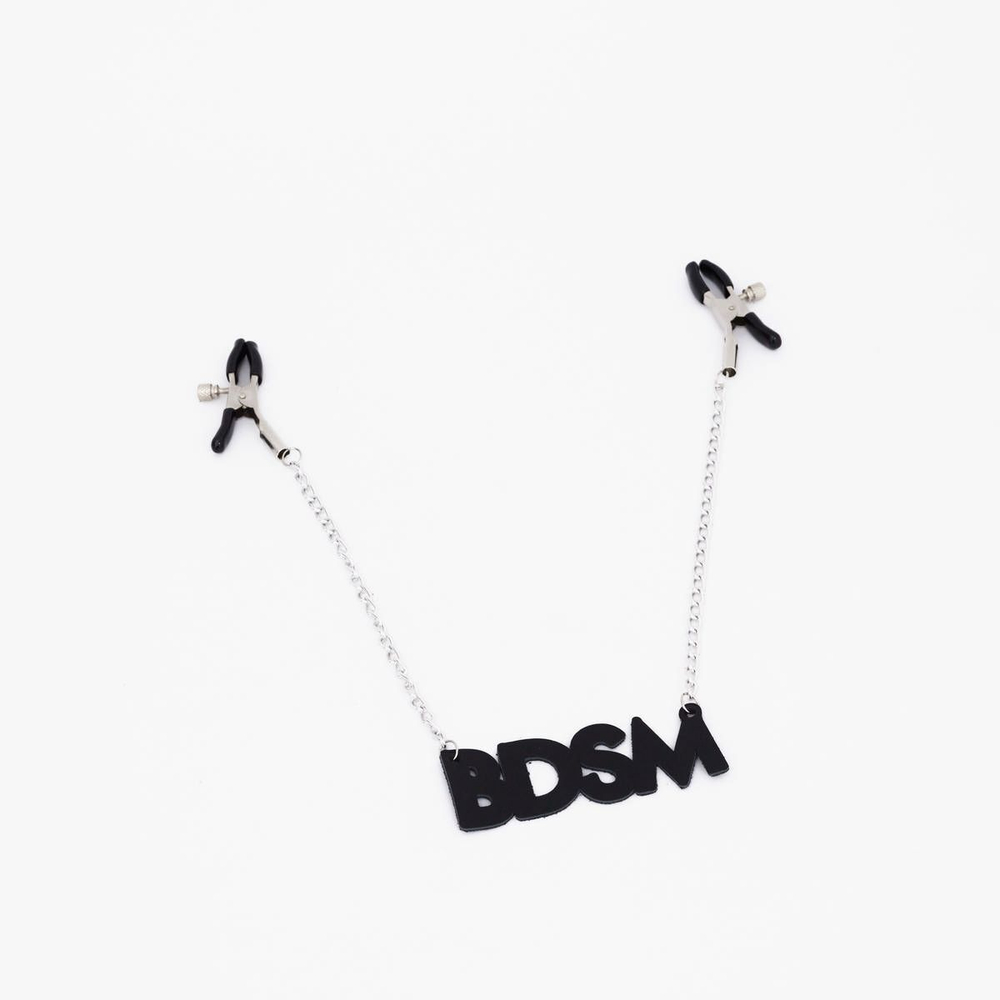 Зажимы на соски с кожаной подвеской BDSM