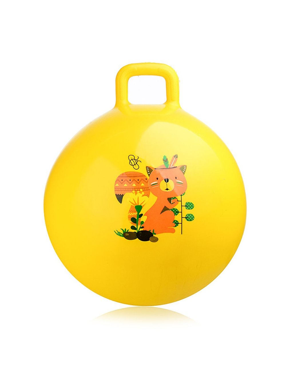 Мяч прыгун Зверята с ручкой, 55 см, цвет желтый (00-0676-4)