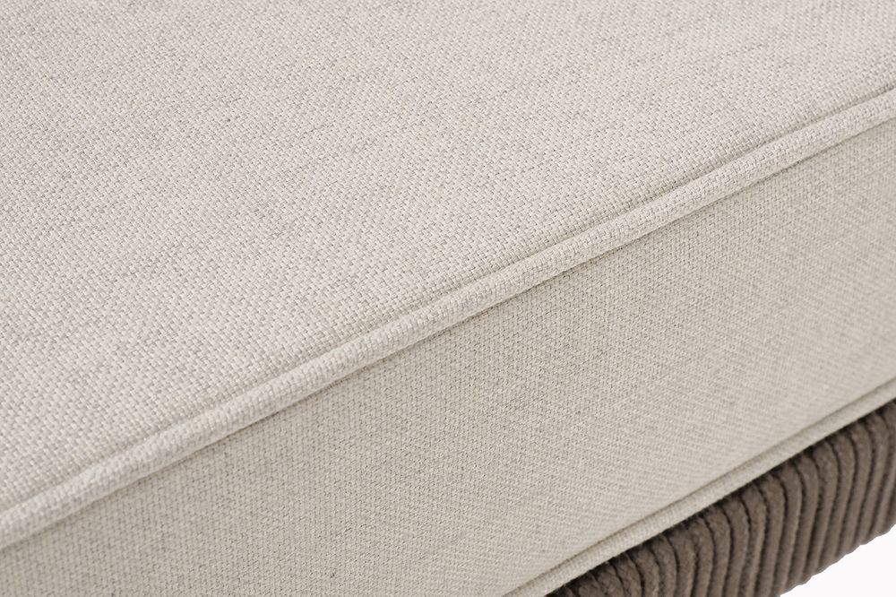 "Канны" угловой модуль плетеный из роупа, каркас алюминий коричневый (RAL8016) муар, роуп коричневый круглый, ткань бежевая 035