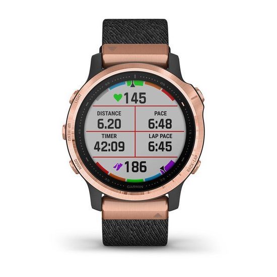 Мультиспортивные часы Garmin Fenix 6S Sapphire - розовое золото с черным нейлоновым ремешком 010-02159-37
