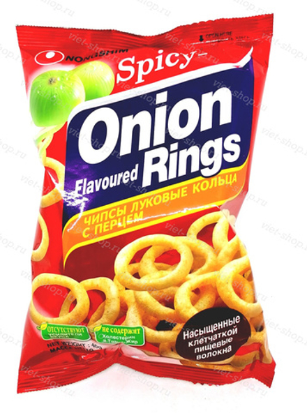 Чипсы луковые кольца с перцем Onion Rings Hot & Spicy, Nongshim, 40 гр.