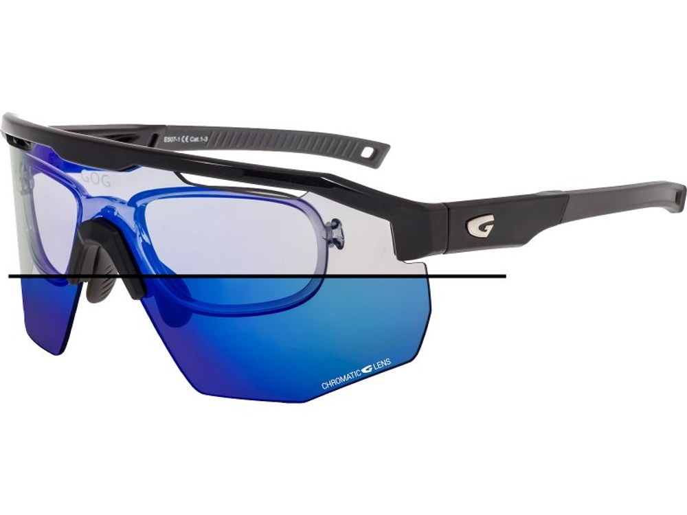 Спортивные очки с диоптриями GOG Argo С / Black-Grey / Photochromic Blue Lens