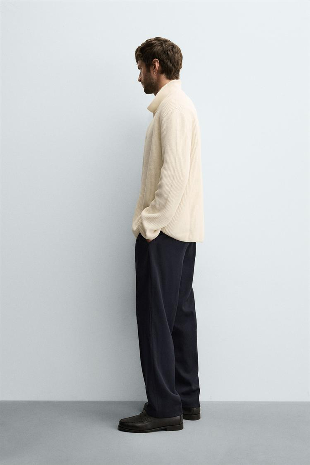 ZARA КАРДИГАН В РУБЧИК, ЭКРЮ