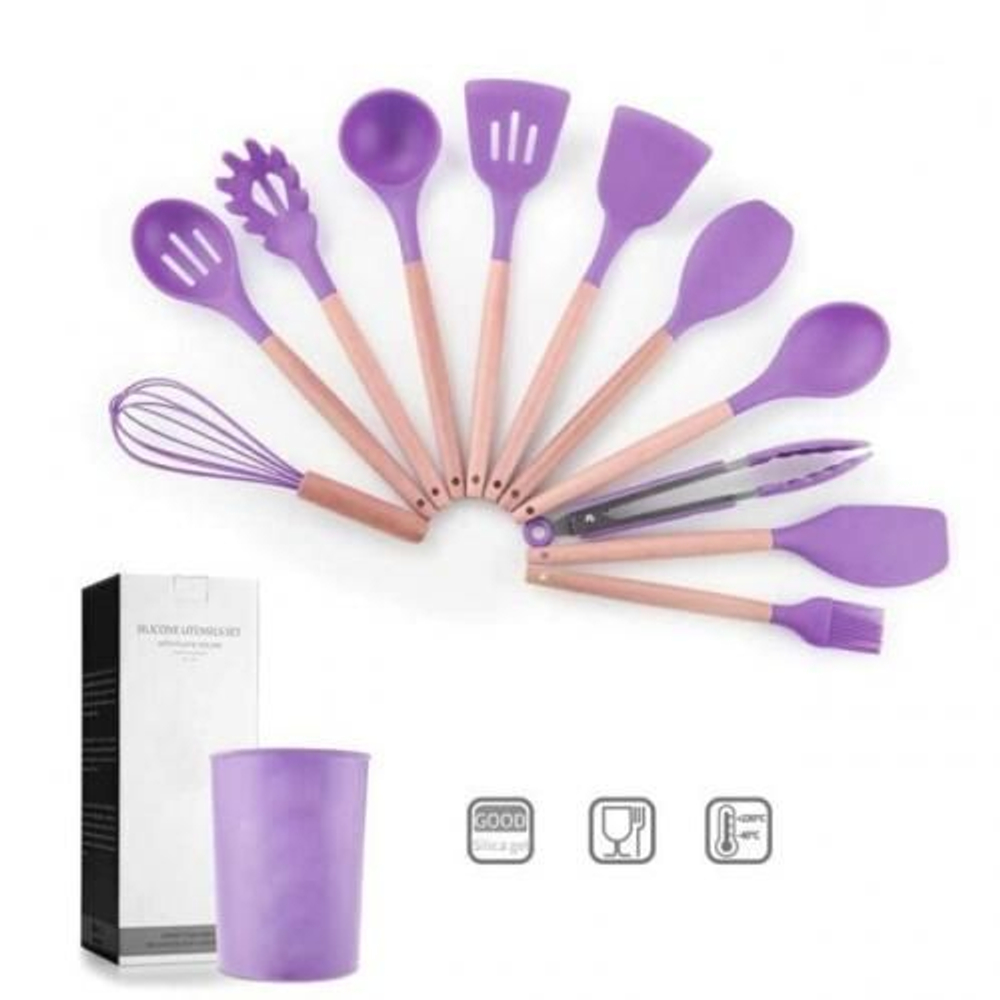 Антипригарный набор кухонных принадлежностей из 12 штук, пищевой силикон