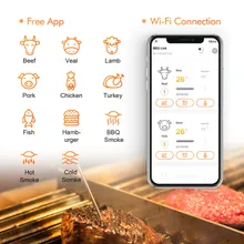 Беспроводной цифровой Wi-Fi-термометр InkBird IBBQ-4T, 4 щупа