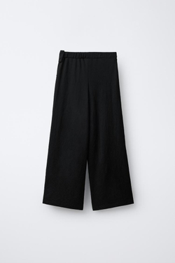 ZARA ШИРОКИЕ БРЮКИ В ПОЛОСКУ, ЧЕРНЫЙ