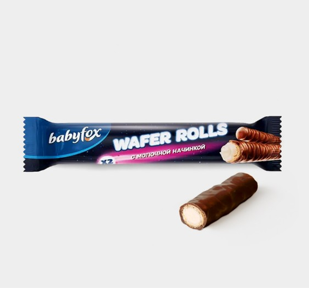 Трубочка "BabyFox. Wafer rolls" 16 гр с молочной начинкой