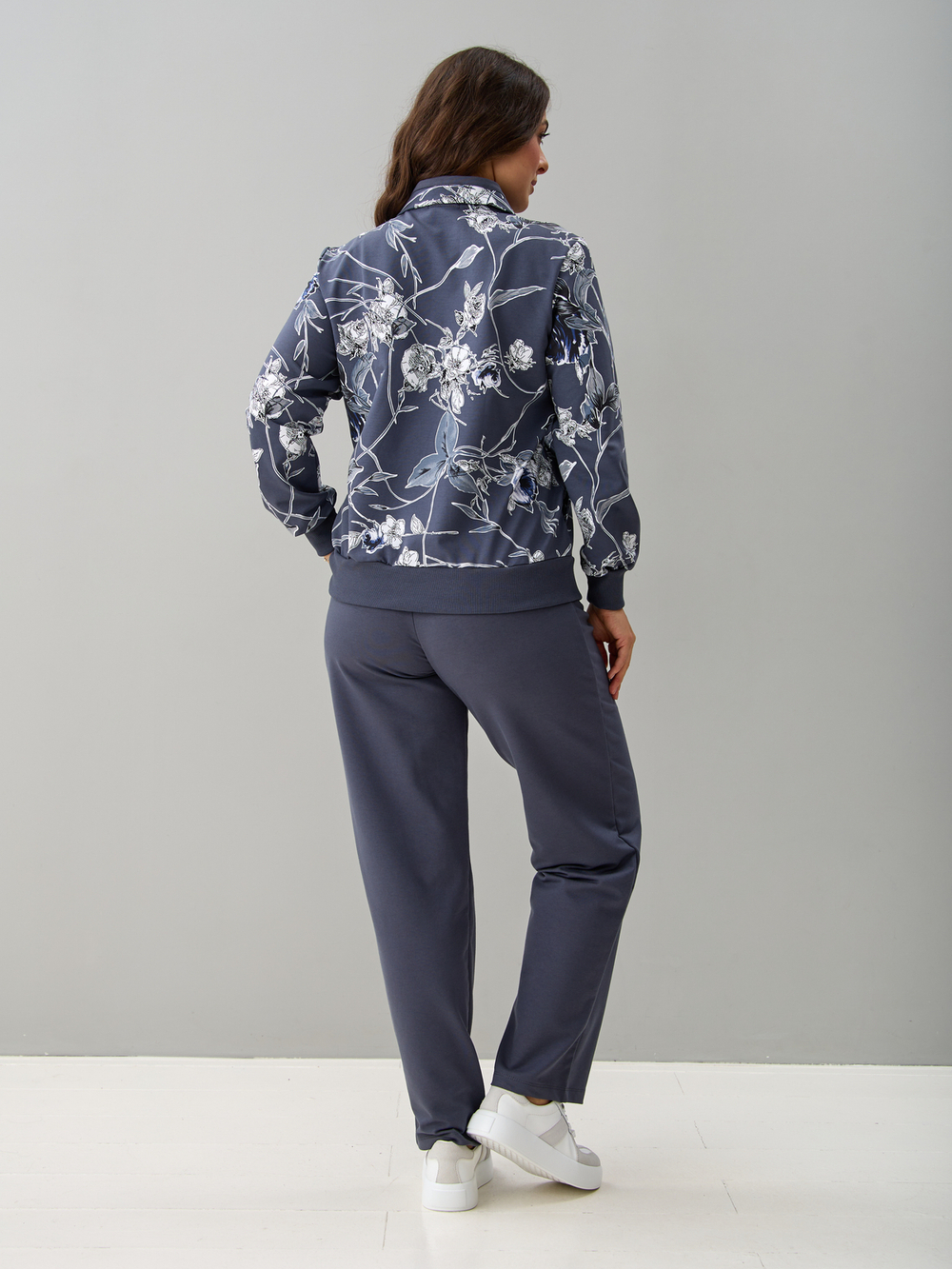 Костюм с брюками КБ-184/графит-плетистаяроза