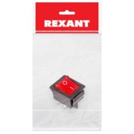 Выключатель клавишный 250В 16А (4с) ON-OFF красный с подсветкой (1 шт/уп) REXANT