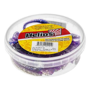 Виброхвост несъедоб. Shaggy 3,35'/8,5 см Silver Sparkles & Fio 30шт. (HS-16-036-N-30) Helios