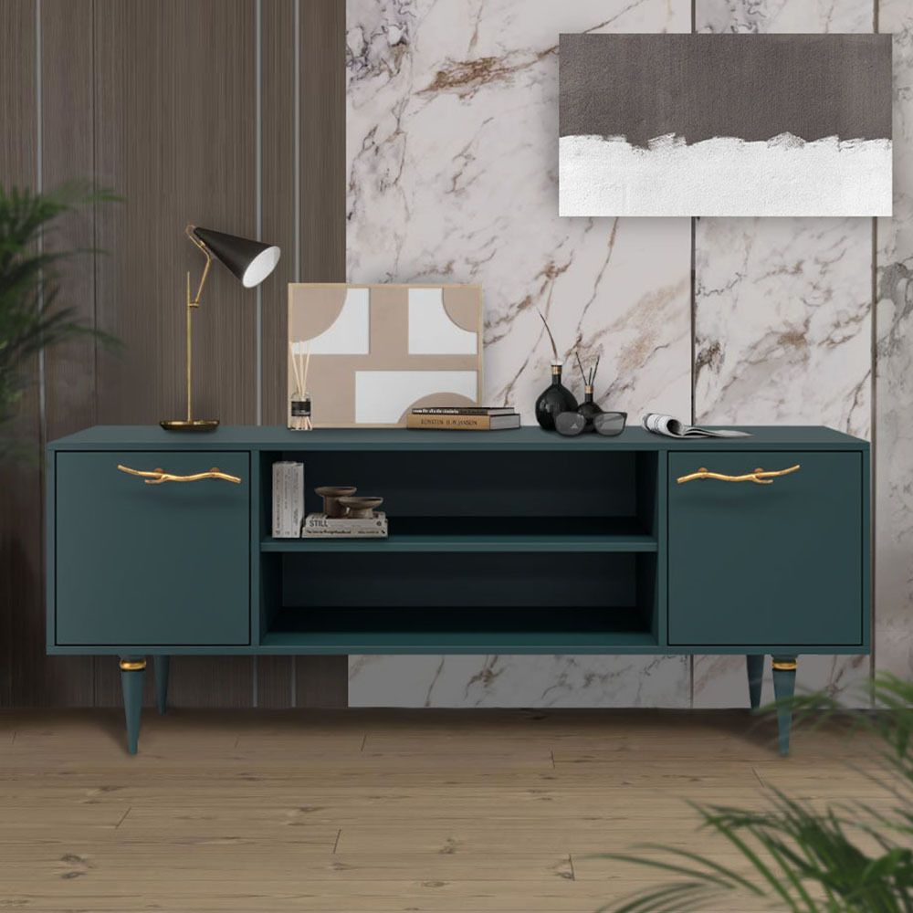 Тумба под ТВ Арт Колор matte 155см Классик Голд Зеленый бирюзовый матовый