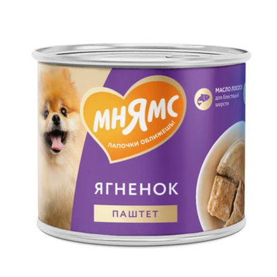 Влажный корм мнямс паштет из ягненка для собак всех пород «красивая шерсть» 200 г