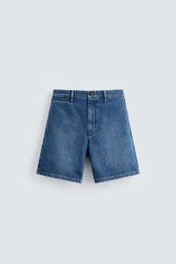 ZARA ДЖИНСОВЫЕ ШОРТЫ-ЧИНОСЫ, ВЫЦВЕТШИЙ СИНИЙ