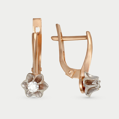 Серьги золотые 585 с фианитами