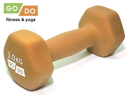 Гантель GO DO в виниловой матовой неопреновой оболочке. Вес 3 кг.  (Оранжевый)