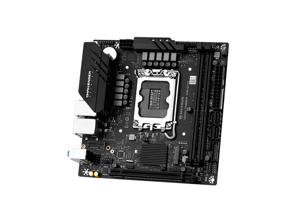 Материнская плата MAXSUN Challenger H610ITX 2LAN, Socket1700, Mini-ITX, Retail, 2xDDR4, PCIe4.0, 2xM.2, 2xLAN, M.2 WiFi, 5xUSB2, 4xUSB3, 2xHDMI, DP (MSCH-H610ITX-2LAN)