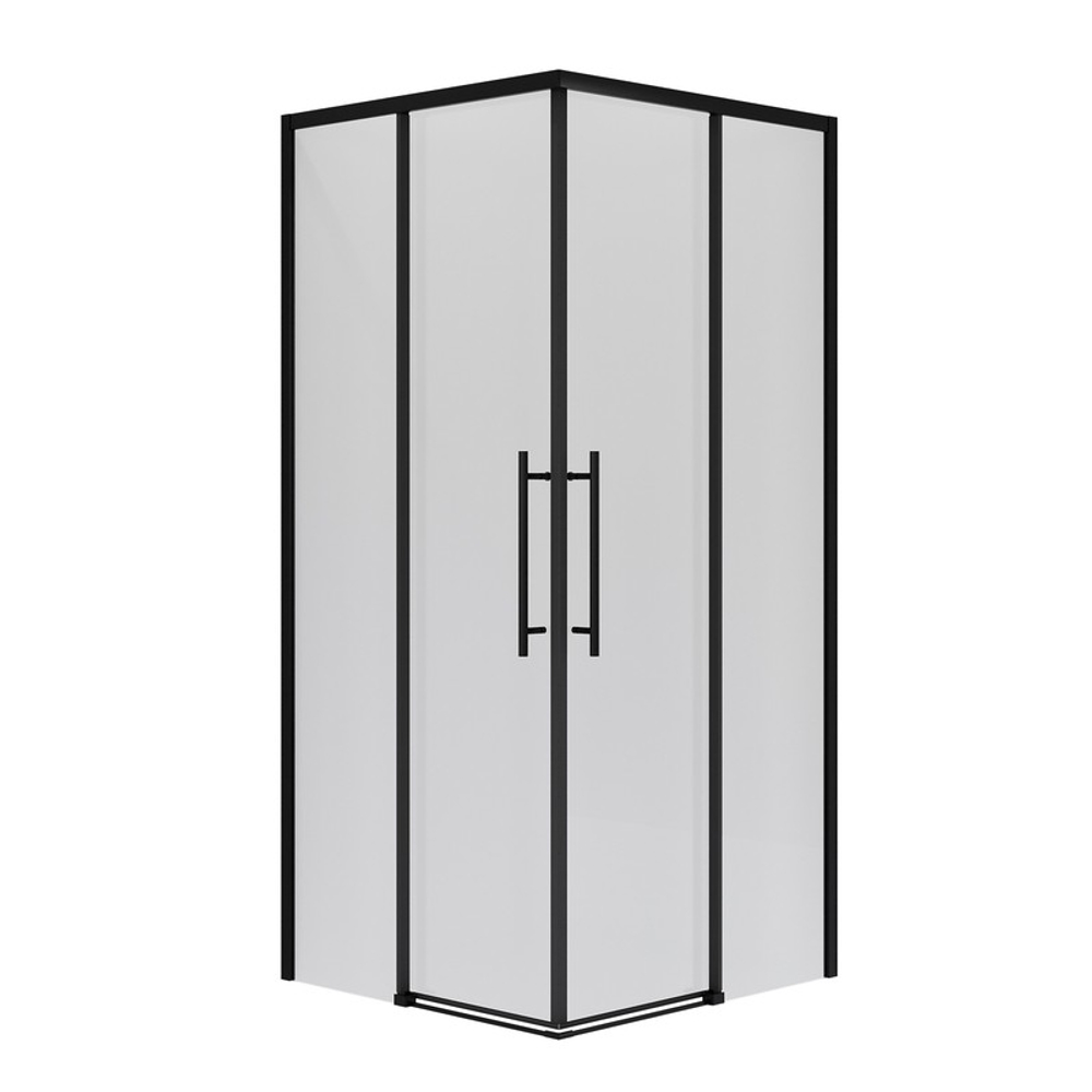 Душевое ограждение Niagara Nova NG-6828-34ВLACK (80х80х195) квадрат,черный матовый,двери раздвижные,стекло прозрачное,1 место