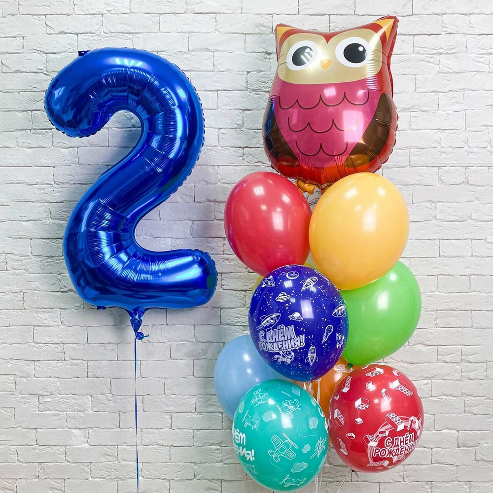 Композиция из шаров с цифрой, Сова