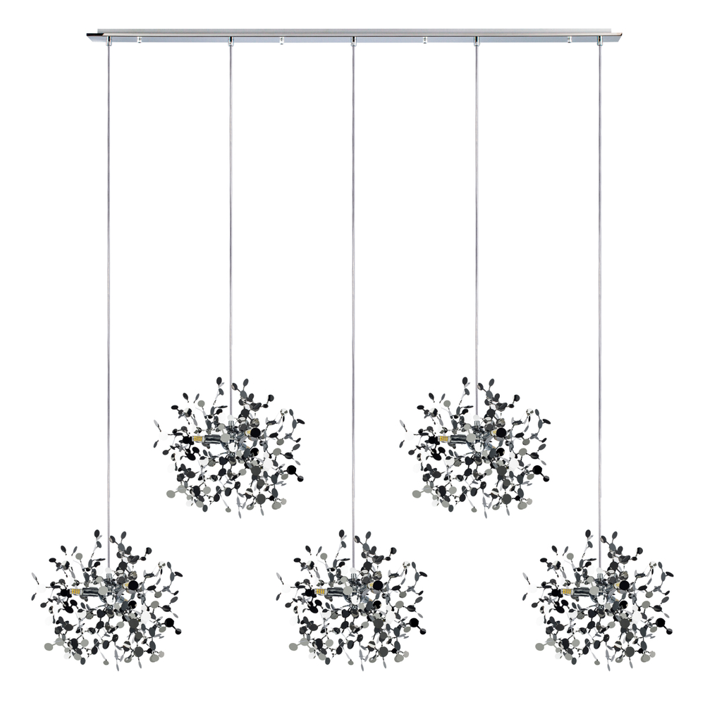 L5PL721134 Подвес пятерной линейный EXTRA 5x3x5W(led) G9  (721134 - 5 + 572164 -1) ХРОМ