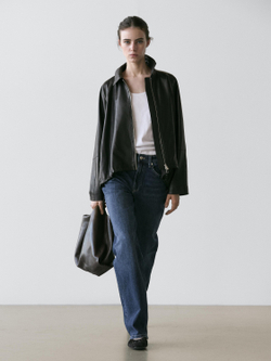 Massimo Dutti Джинсы прямого кроя с высокой талией, средне-синий