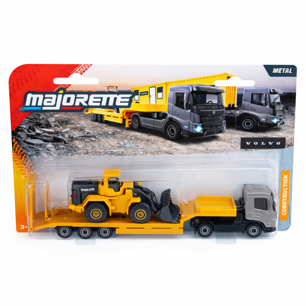 Majorette - Металлический грузовик VOLVO No.1 + платформа с экскаватором 3103000