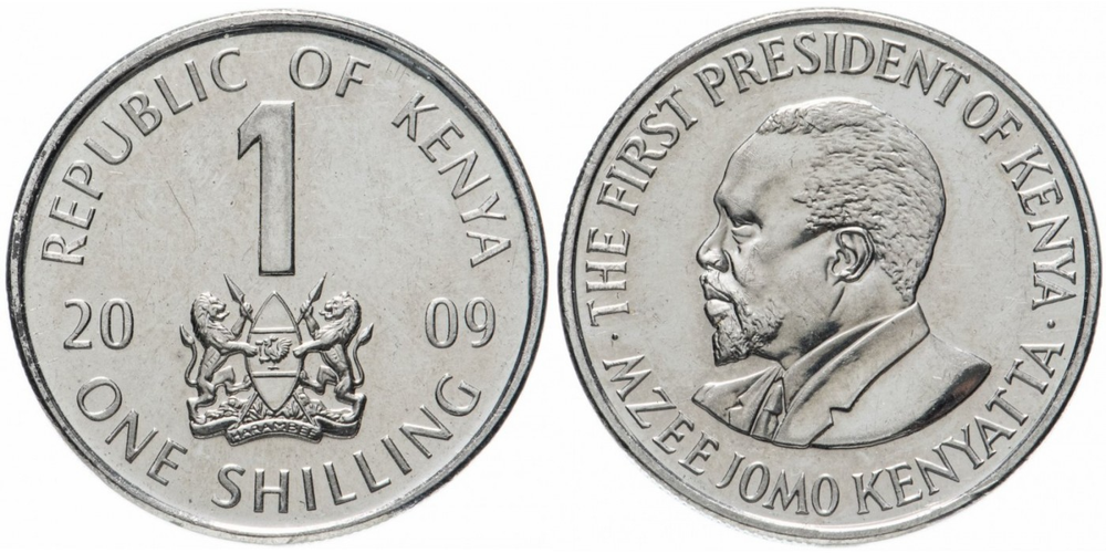 Кения 1 шиллинг, 2005 - 2010 Джомо Кениата XF