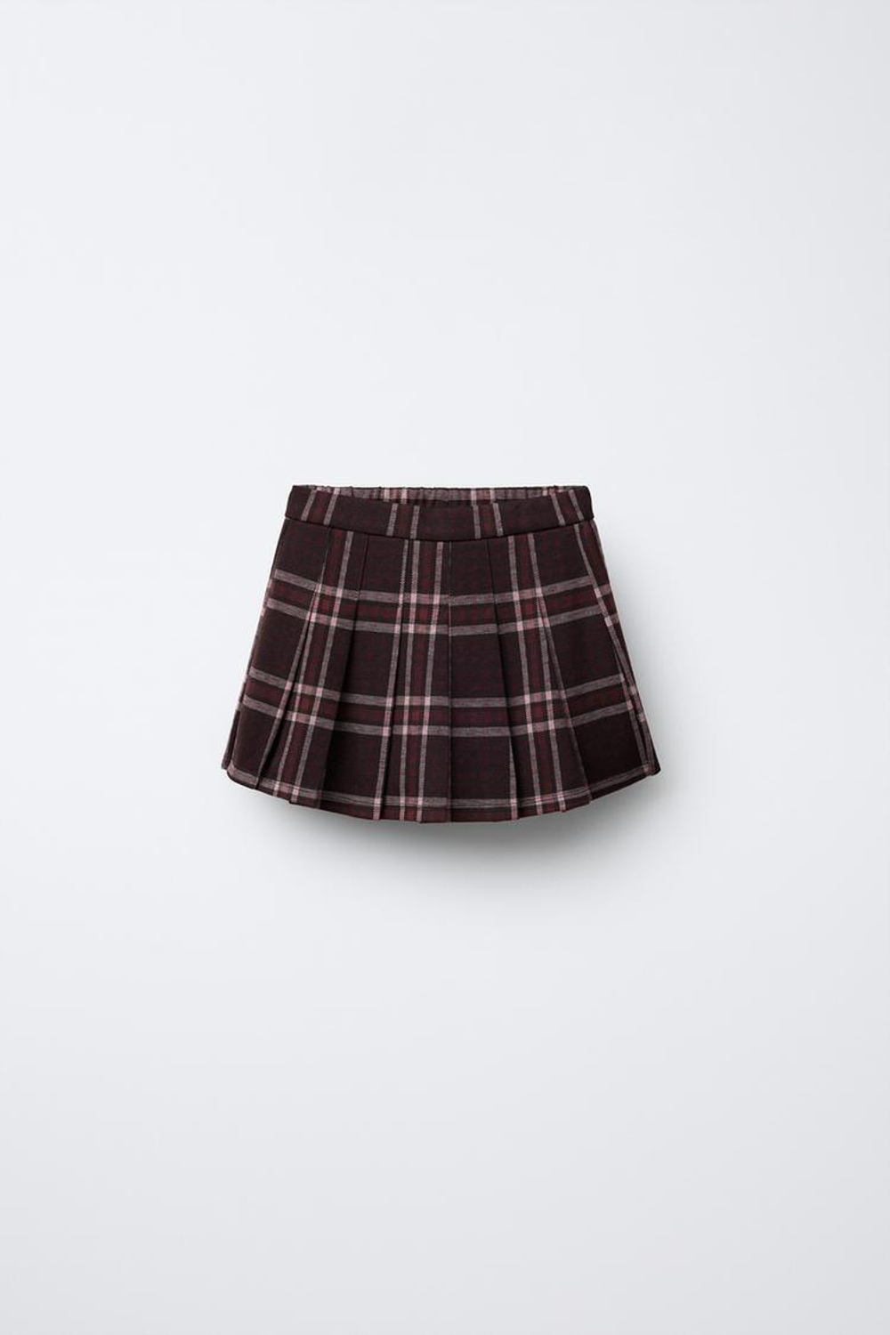 ZARA ЮБКА-ШОРТЫ В КЛЕТКУ СО СКЛАДКАМИ, КОРИЧНЕВЫЙ