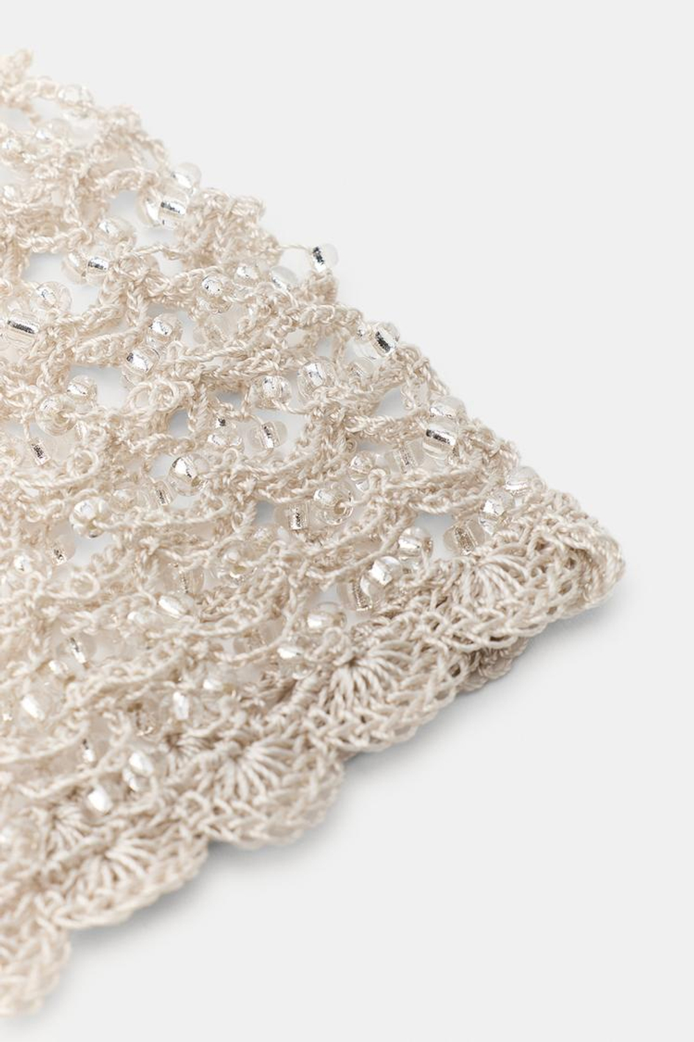 ZARA ШАПОЧКА С БУСИНАМИ, ЭКРЮ