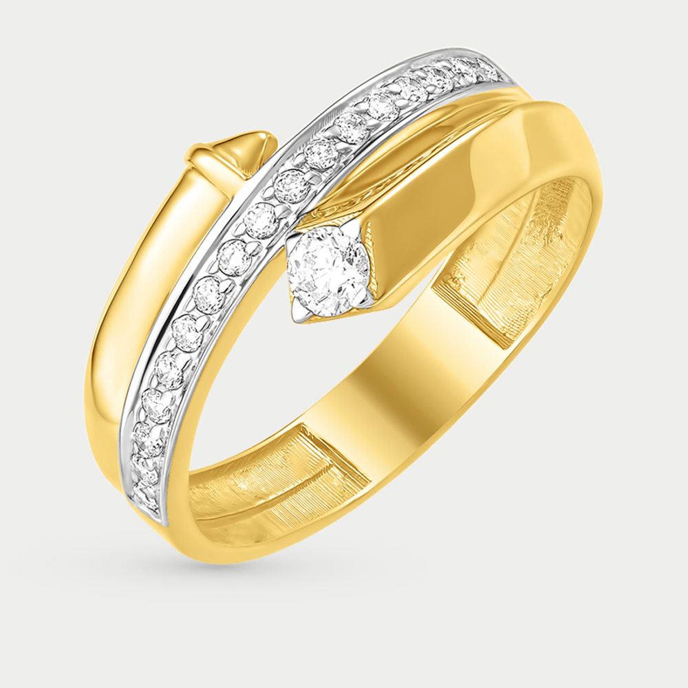 Кольцо из желтого золота 585 пробы с фианитами для женщин (арт. К43218604)