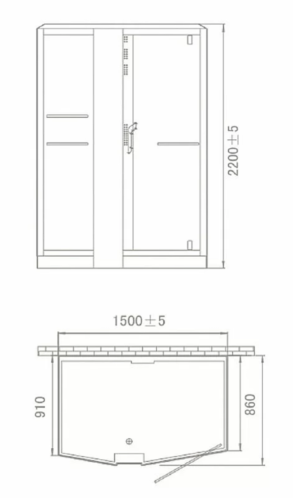 Душевая кабина Orans Diamond 89102RBLH 150х100 профиль черный