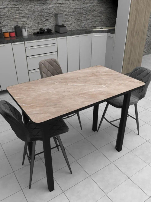 Обеденный стол "Мрамор бежевый" 110х70 см