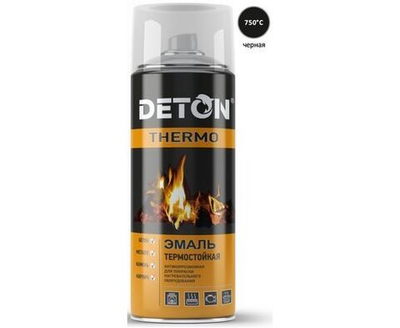 Эмаль аэрозоль 520мл термостойкая черная DETON Thermo DTN-A70666