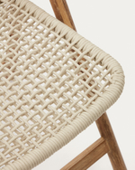 Складной стул Dandara из массива акации со стальной конструкцией и белым шнуром