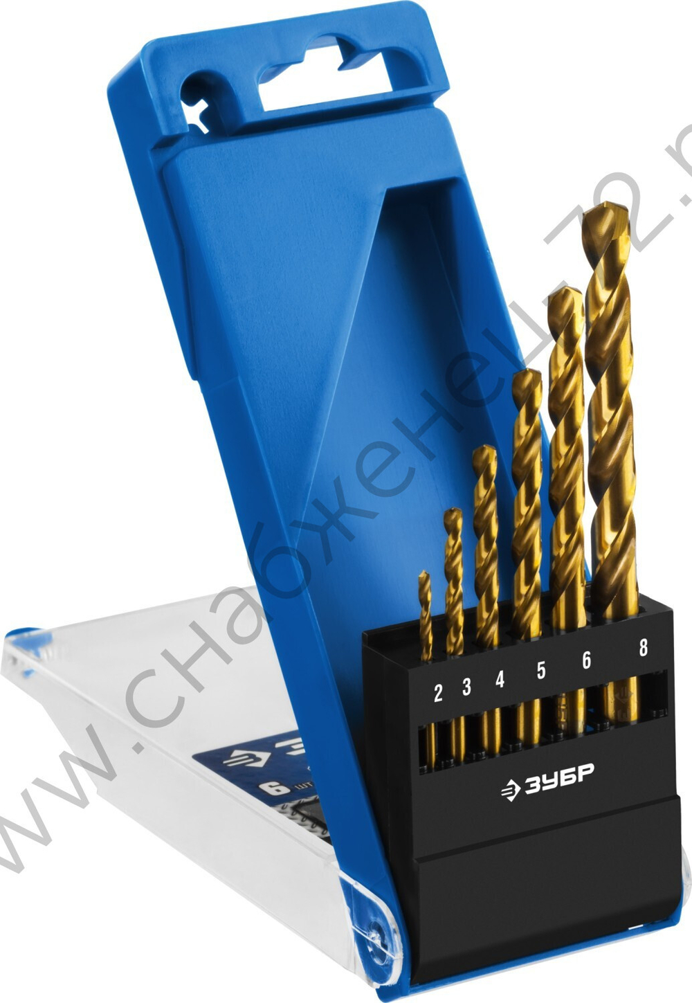 ЗУБР ТИТАН 6шт(2-8мм), Набор сверл по металлу, сталь Р6М5, класс А , титановое покрытие