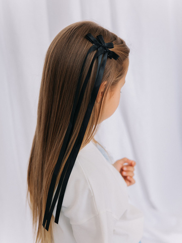 Комплект заколок "Бантики с лентами", Черный