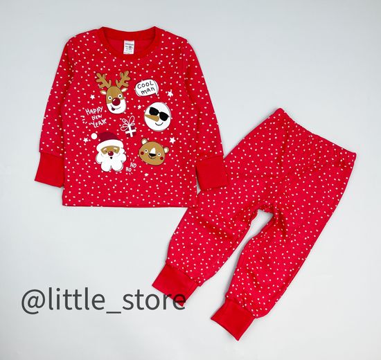 Пижама хлопковая "Новогодняя" горошек на красном