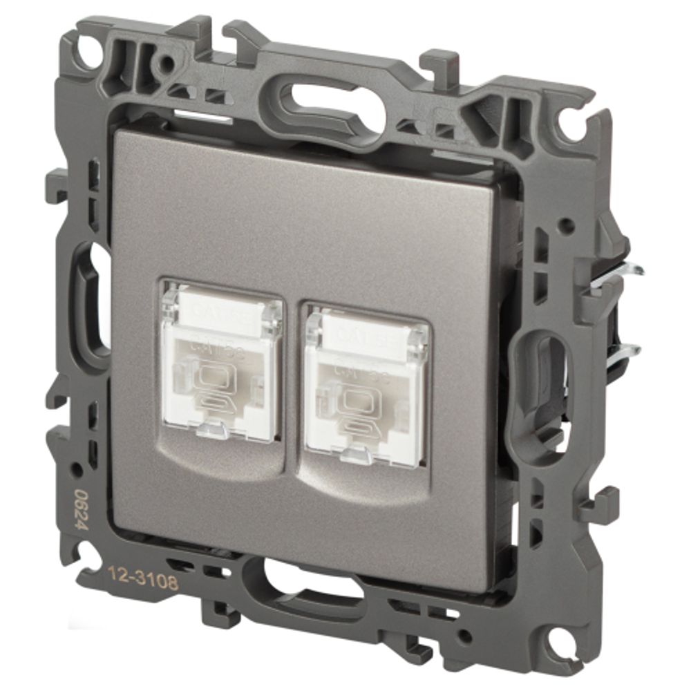Розетка ЭРА Серия 12 12-3108-16 информационная двойная 2XRJ45, титан