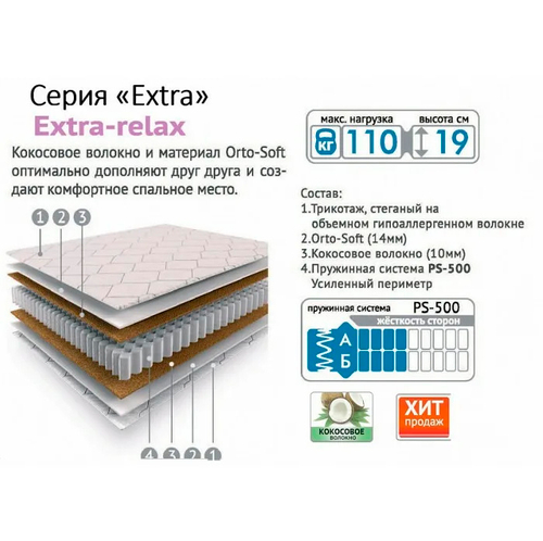 Матрас Extra-relax PS-500 1600*2000 EX-09 Мелодия сна