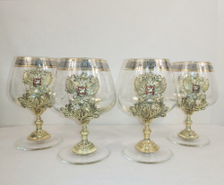 Набор из 4-х бокалов для коньяка "Россия" (подарочный футляр)