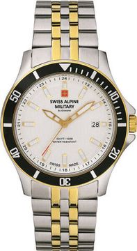 С браслетом Мужские наручные часы с серебряным браслетом Swiss Alpine Military 7022.1142 mens 42mm 10ATM