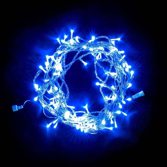 Светодиодная нить 100 синих LED ламп, 10 м., 24В., прозрачный провод ПВХ, LTC (PST100-10-1B)