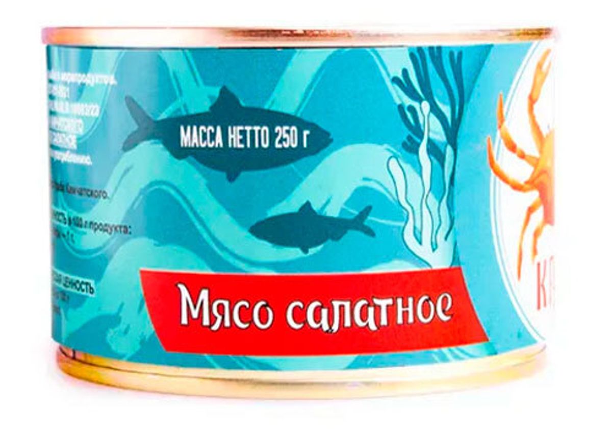 Мясо Камчатского краба в собственном соку, салатное ж/б, 250г